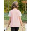 imageGORLYA Girls Lace Sheer Sleeve Contrast TShirt Short Sleeve V Neck Casual Modest Tee Tops for 616YPink