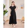 imageGORLYA Girls Scoop Neck Ruffle Sleeve Vintage Elegant Flowy Wedding Party Long Maxi Chiffon Dress 1016YBlack