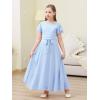 imageGORLYA Girls Scoop Neck Ruffle Sleeve Vintage Elegant Flowy Wedding Party Long Maxi Chiffon Dress 1016YLight Blue