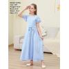 imageGORLYA Girls Scoop Neck Ruffle Sleeve Vintage Elegant Flowy Wedding Party Long Maxi Chiffon Dress 1016YLight Blue