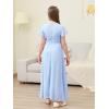 imageGORLYA Girls Scoop Neck Ruffle Sleeve Vintage Elegant Flowy Wedding Party Long Maxi Chiffon Dress 1016YLight Blue