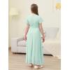 imageGORLYA Girls Scoop Neck Ruffle Sleeve Vintage Elegant Flowy Wedding Party Long Maxi Chiffon Dress 1016YLight Green