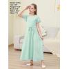imageGORLYA Girls Scoop Neck Ruffle Sleeve Vintage Elegant Flowy Wedding Party Long Maxi Chiffon Dress 1016YLight Green