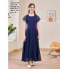 imageGORLYA Girls Scoop Neck Ruffle Sleeve Vintage Elegant Flowy Wedding Party Long Maxi Chiffon Dress 1016YNavy