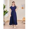 imageGORLYA Girls Scoop Neck Ruffle Sleeve Vintage Elegant Flowy Wedding Party Long Maxi Chiffon Dress 1016YNavy
