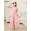 imageGORLYA Girls Scoop Neck Ruffle Sleeve Vintage Elegant Flowy Wedding Party Long Maxi Chiffon Dress 1016YPink