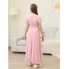 imageGORLYA Girls Scoop Neck Ruffle Sleeve Vintage Elegant Flowy Wedding Party Long Maxi Chiffon Dress 1016YPink