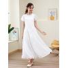 imageGORLYA Girls Scoop Neck Ruffle Sleeve Vintage Elegant Flowy Wedding Party Long Maxi Chiffon Dress 1016YWhite