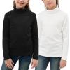 imageGORLYA 2 Pack Girls Turtleneck Long Sleeve Basic TShirt Mock Neck Soft Knit Slim Fitted Tee Tops Multipacks for 816YBlackwhite 2 Pack