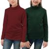 imageGORLYA 2 Pack Girls Turtleneck Long Sleeve Basic TShirt Mock Neck Soft Knit Slim Fitted Tee Tops Multipacks for 816YRedgreen 2 Pack