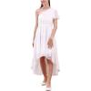 imageGORLYA Girls One Shoulder Ruffle Sleeve Elegant High Low Hem Wedding Party Long Flowy Chiffon Dress 1016Y