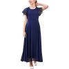 imageGORLYA Girls Scoop Neck Ruffle Sleeve Vintage Elegant Flowy Wedding Party Long Maxi Chiffon Dress 1016YNavy