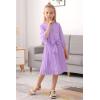 imageGORLYA Girls Bell Sleeve Front Bow Tie Casual Elegant Fit and Flare Chiffon Pleated Dress for 414T Kids