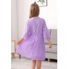 imageGORLYA Girls Bell Sleeve Front Bow Tie Casual Elegant Fit and Flare Chiffon Pleated Dress for 414T Kids