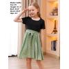 imageGORLYA Girls Casual Vintage Contrast Patchwork Floral Print ALine Midi Shirt Dress with Belt 414YGreen Print