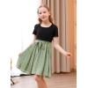 imageGORLYA Girls Casual Vintage Contrast Patchwork Floral Print ALine Midi Shirt Dress with Belt 414YGreen Print