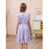 imageGORLYA Girls Flounce Trim Flutter Sleeve ALine Ruffle Hem Casual Party Midi Dress with Pockets 414YMauve Flower