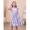 imageGORLYA Girls Flounce Trim Flutter Sleeve ALine Ruffle Hem Casual Party Midi Dress with Pockets 414YMauve Flower