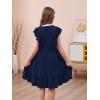 imageGORLYA Girls Flounce Trim Flutter Sleeve ALine Ruffle Hem Casual Party Midi Dress with Pockets 414YNavy