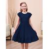 imageGORLYA Girls Flounce Trim Flutter Sleeve ALine Ruffle Hem Casual Party Midi Dress with Pockets 414YNavy