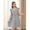 imageGORLYA Girls Flutter Sleeve ALine Button Down Summer Striped Casual Midi Dress for 614Y KidsBlack Stripe