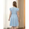 imageGORLYA Girls Flutter Sleeve ALine Button Down Summer Striped Casual Midi Dress for 614Y KidsBlue Stripe