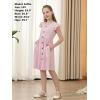 imageGORLYA Girls Flutter Sleeve ALine Button Down Summer Striped Casual Midi Dress for 614Y KidsPink Stripe