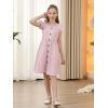 imageGORLYA Girls Flutter Sleeve ALine Button Down Summer Striped Casual Midi Dress for 614Y KidsPink Stripe