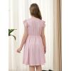 imageGORLYA Girls Flutter Sleeve ALine Button Down Summer Striped Casual Midi Dress for 614Y KidsPink Stripe