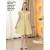 imageGORLYA Girls Flutter Sleeve ALine Button Down Summer Striped Casual Midi Dress for 614Y KidsYellow Stripe