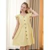 imageGORLYA Girls Flutter Sleeve ALine Button Down Summer Striped Casual Midi Dress for 614Y KidsYellow Stripe