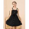 imageGORLYA Girls Front Button Down Summer Sundress Casual ALine Spaghetti Strap Belted Midi Dress 614YBlack