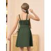 imageGORLYA Girls Front Button Down Summer Sundress Casual ALine Spaghetti Strap Belted Midi Dress 614YGreen