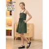 imageGORLYA Girls Front Button Down Summer Sundress Casual ALine Spaghetti Strap Belted Midi Dress 614YGreen