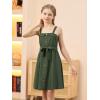imageGORLYA Girls Front Button Down Summer Sundress Casual ALine Spaghetti Strap Belted Midi Dress 614YGreen