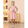 imageGORLYA Girls Front Button Down Summer Sundress Casual ALine Spaghetti Strap Belted Midi Dress 614YPink