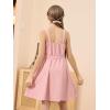 imageGORLYA Girls Front Button Down Summer Sundress Casual ALine Spaghetti Strap Belted Midi Dress 614YPink