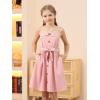 imageGORLYA Girls Front Button Down Summer Sundress Casual ALine Spaghetti Strap Belted Midi Dress 614YPink