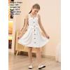 imageGORLYA Girls Front Button Down Summer Sundress Casual ALine Spaghetti Strap Belted Midi Dress 614YWhite