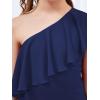 imageGORLYA Girls One Shoulder Ruffle Trim Overlay Flounce Sleeve Slim Fitting Pencil Cocktail Party Dress 816YNavy
