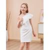 imageGORLYA Girls One Shoulder Ruffle Trim Overlay Flounce Sleeve Slim Fitting Pencil Cocktail Party Dress 816YWhite