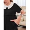 imageGORLYA Girls Peter Pan Collar Vintage Casual Loose Straight Swing TShirt Dress with Pockets 414YBlack