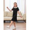 imageGORLYA Girls Peter Pan Collar Vintage Casual Loose Straight Swing TShirt Dress with Pockets 414YBlack