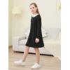 imageGORLYA Girls Peter Pan Collar Vintage Casual Loose Straight Swing TShirt Dress with Pockets 414YBlacklong Sleeve