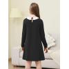 imageGORLYA Girls Peter Pan Collar Vintage Casual Loose Straight Swing TShirt Dress with Pockets 414YBlacklong Sleeve