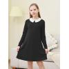 imageGORLYA Girls Peter Pan Collar Vintage Casual Loose Straight Swing TShirt Dress with Pockets 414YBlacklong Sleeve