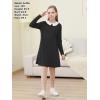 imageGORLYA Girls Peter Pan Collar Vintage Casual Loose Straight Swing TShirt Dress with Pockets 414YBlacklong Sleeve
