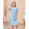 imageGORLYA Girls Peter Pan Collar Vintage Casual Loose Straight Swing TShirt Dress with Pockets 414YLight Blue