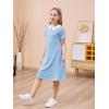 imageGORLYA Girls Peter Pan Collar Vintage Casual Loose Straight Swing TShirt Dress with Pockets 414YLight Blue