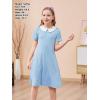 imageGORLYA Girls Peter Pan Collar Vintage Casual Loose Straight Swing TShirt Dress with Pockets 414YLight Blue